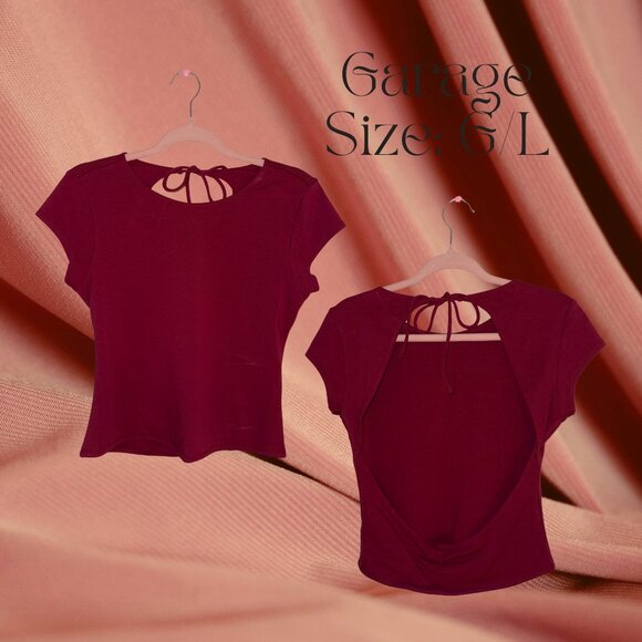 Garage Open-Back Tie Top in Burgundy | Size G/L - Picture 1 of 1